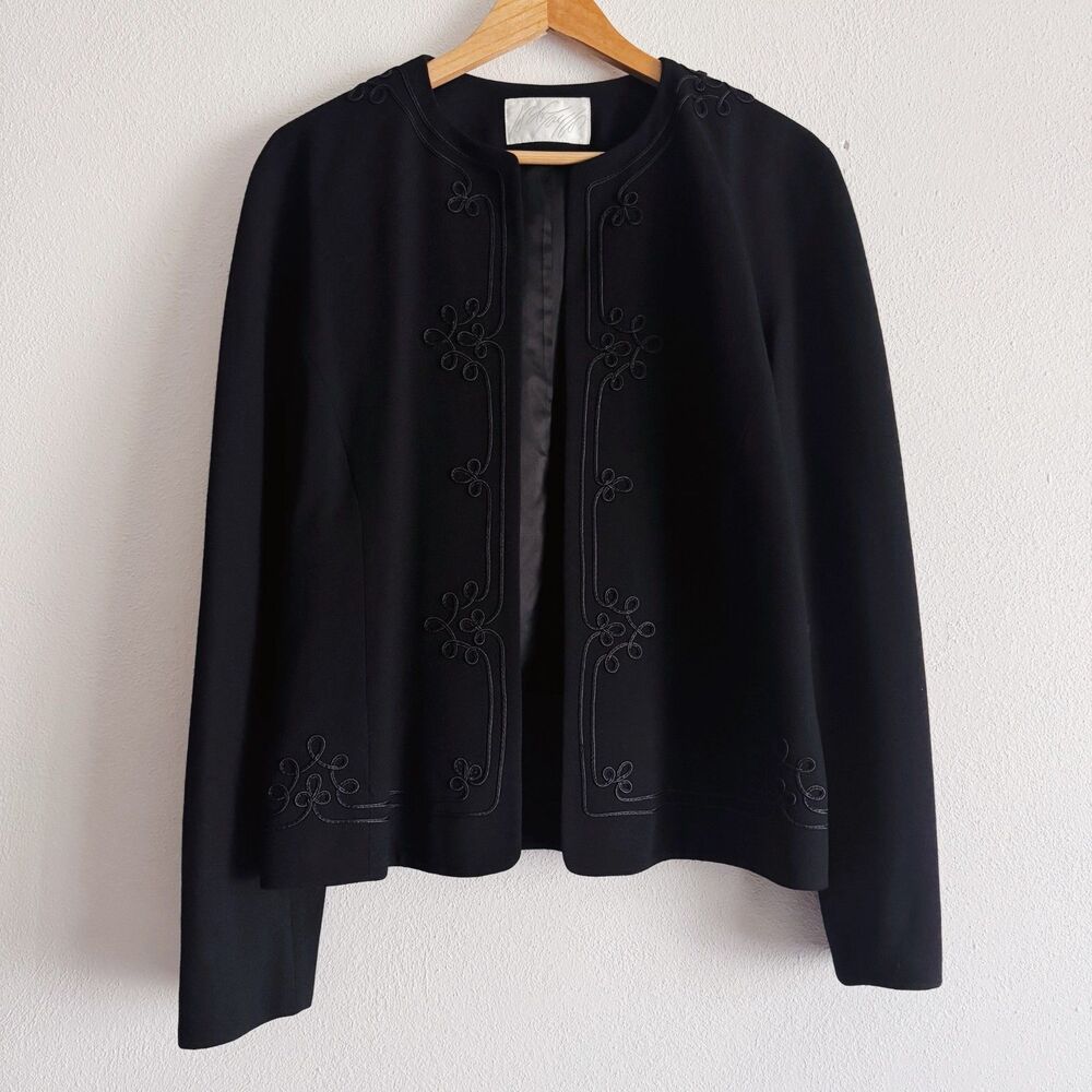 90s vintage wool blazer w/ embellished details